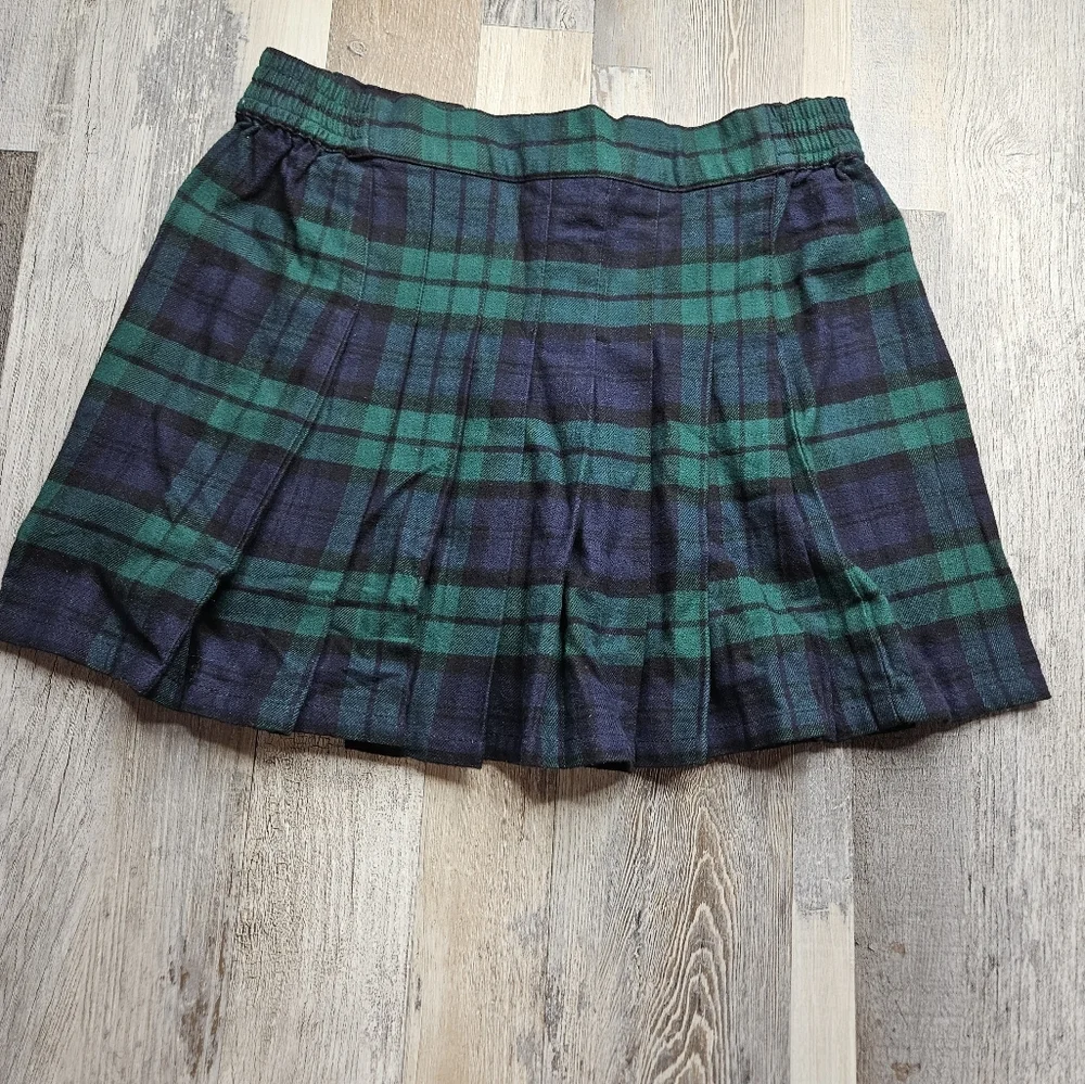 Gap Teen Size 12 Tartan Plaid Pleated Skirt Green And Navy Blue NEW With Tags